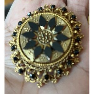 Vintage Florence brooch with lucite and glass with gold accents. VJSE